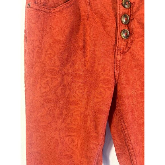 Pilcro & The Letterpress Rust High-Rise Skinny Pants Size 29 Textured Floral - Picture 6 of 8